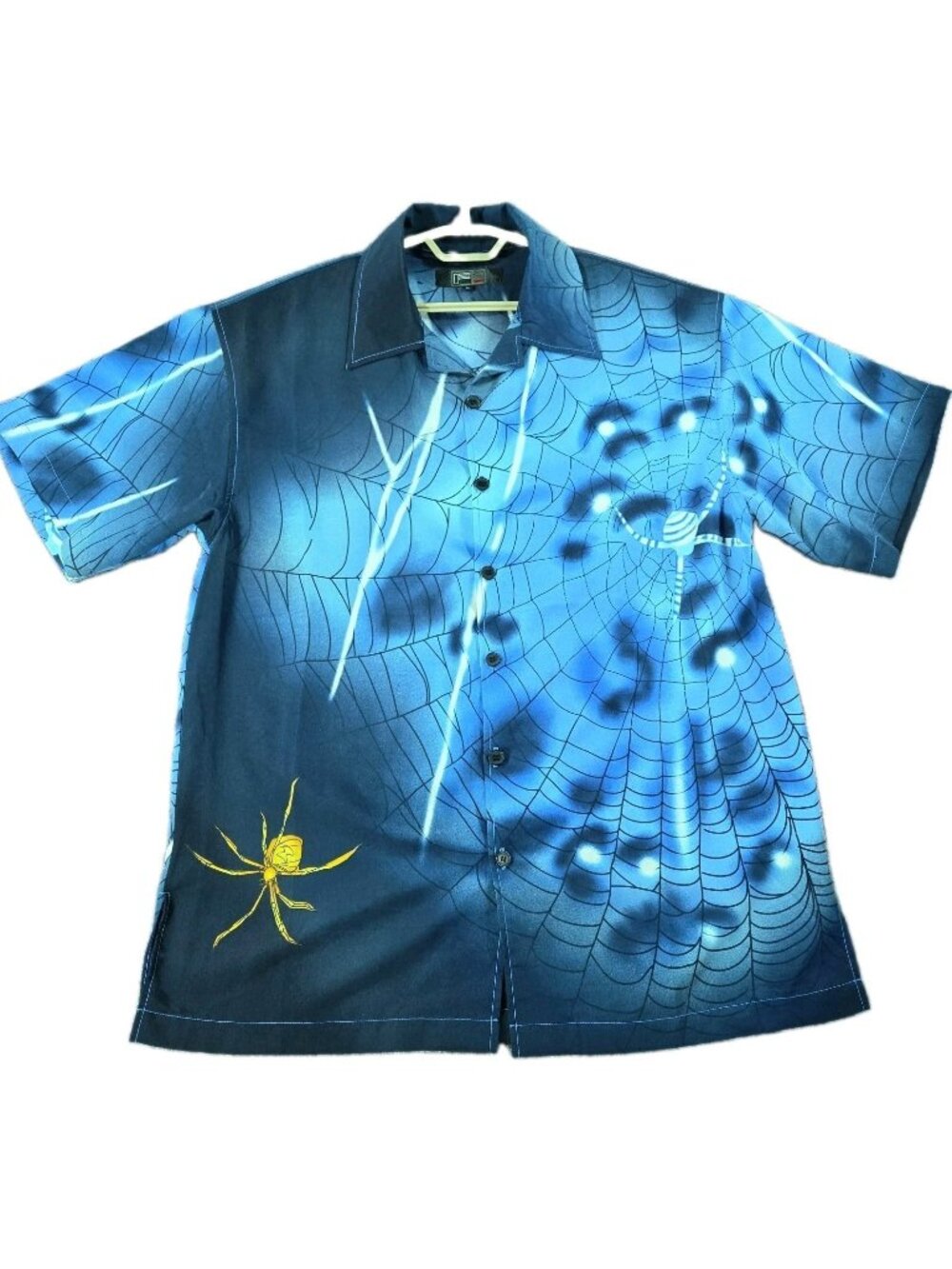 VTG FNF Jeans Spiderweb Shirt All Over Print Button Up Y2K Skater Men's L **READ